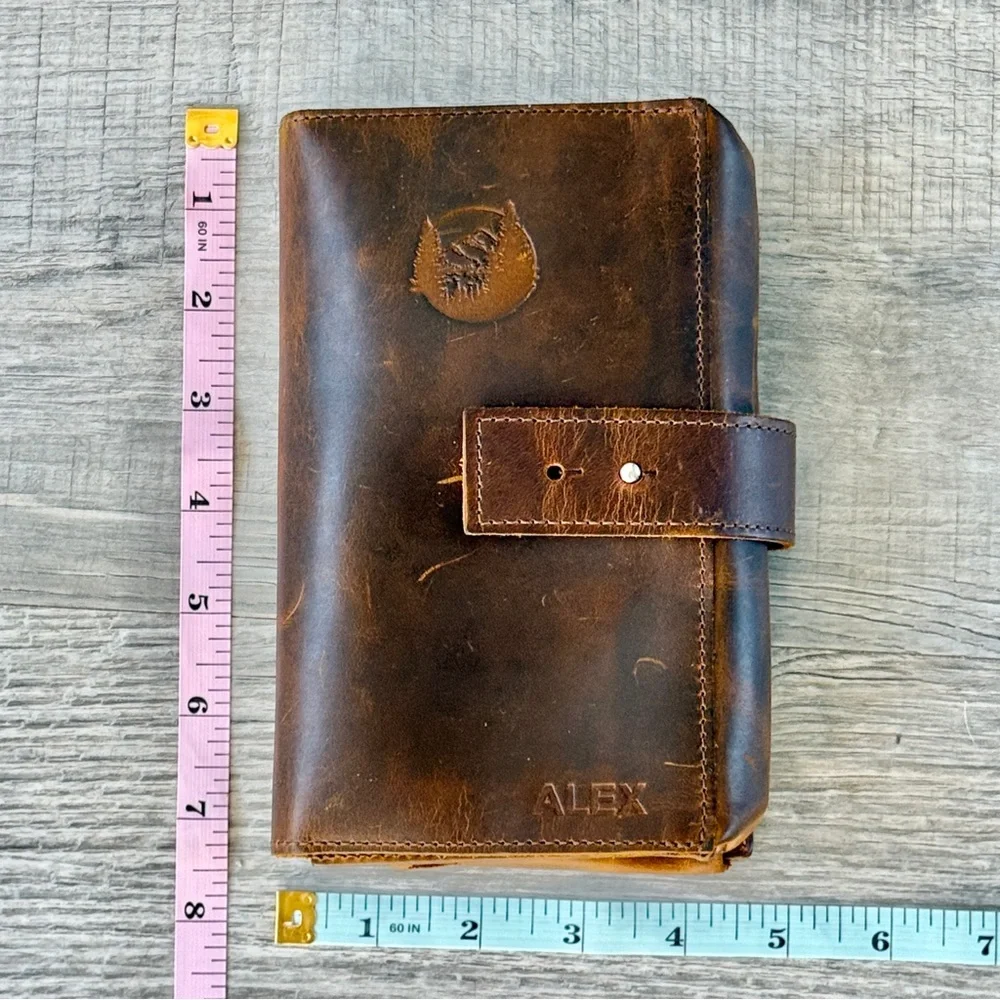Handmade Distressed Leather Travel/Passport Wallet (Personalized ALEX)